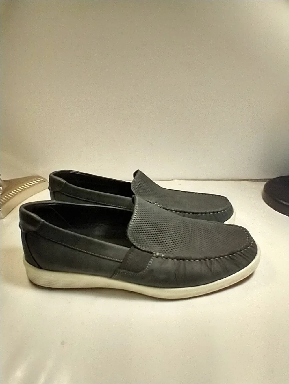 Ecco S Lite Moc Loafers Black Leather Slip On Shoes Men's sz 9(43).